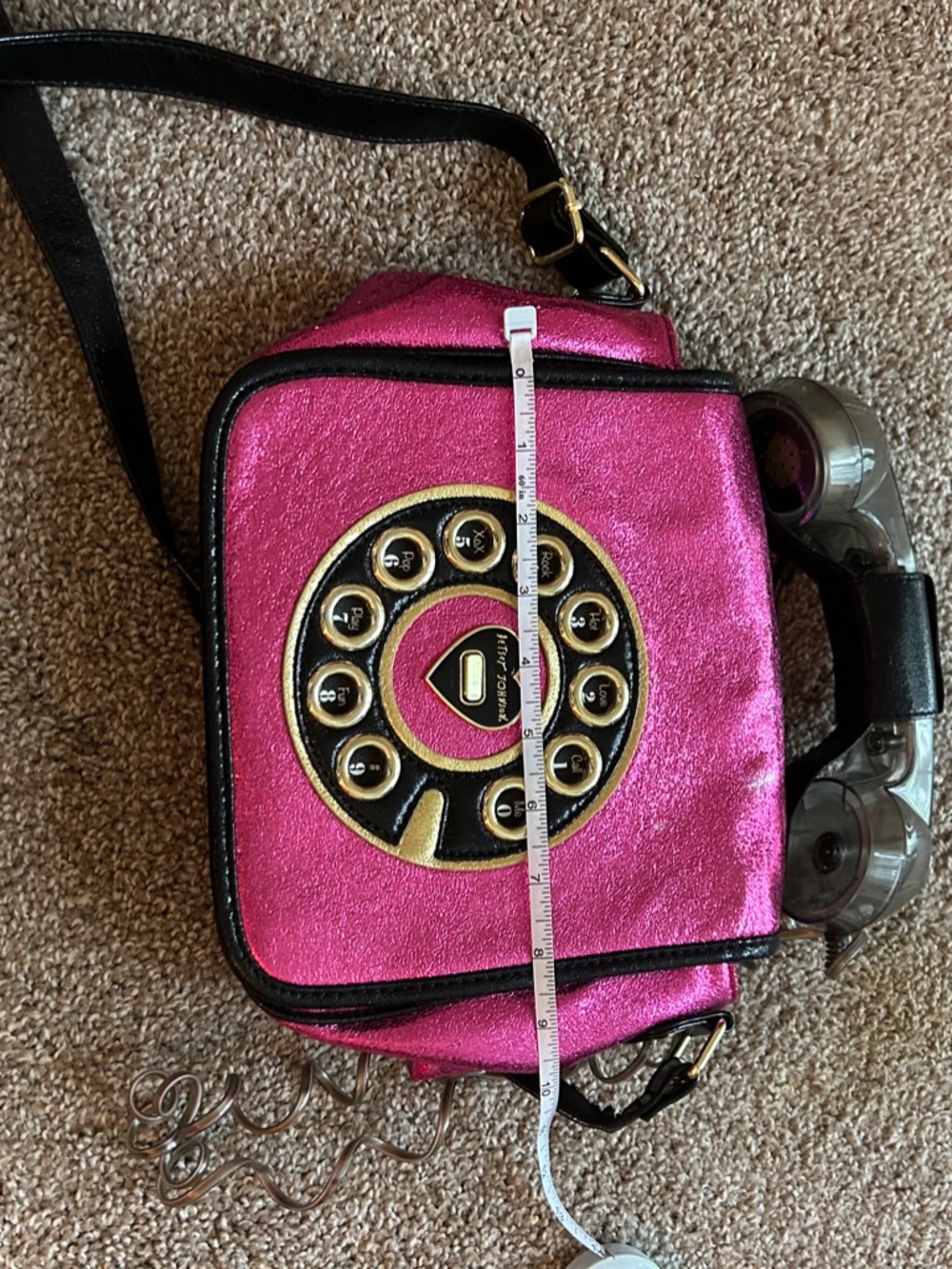 Betsey Johnson Limited Edition Call Me Kitsch Metallic Pink Purse Rotary Phone - Picture 6 of 7